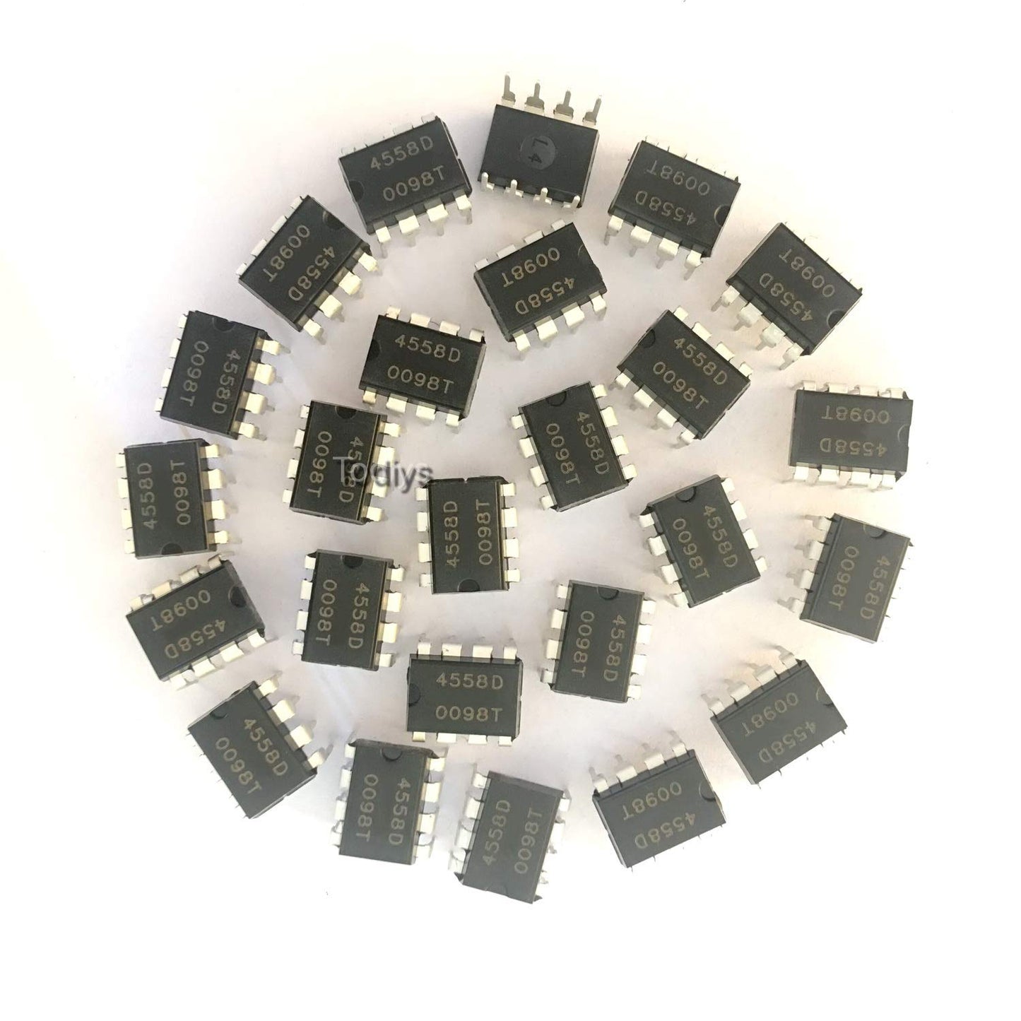 Todiys New 25Pcs for JRC4558D LM4558 RC4558 20V 500mW DIP-8 Dual OP AMP Operational Amplifier 4558D