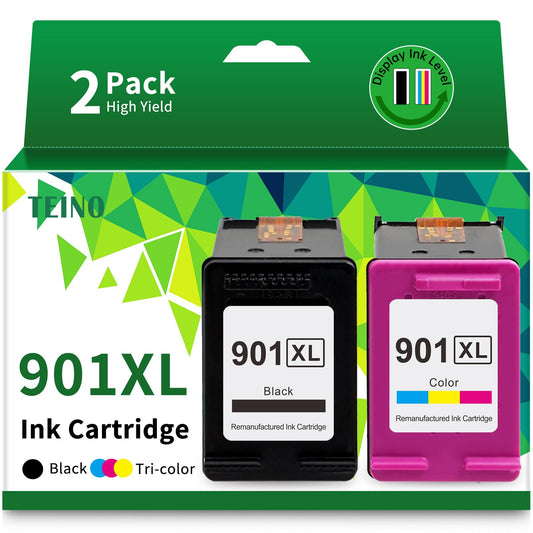 TEINO 901 Ink Cartridges Remanufactured Ink Cartridge Replacement for HP 901 901XL 901 XL use with HP OfficeJet J4680 J4580 4500 J4500 Series J4680c