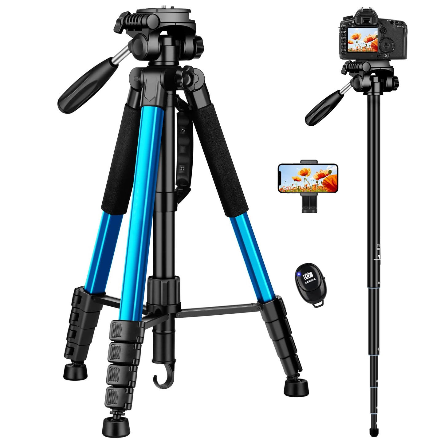 Victiv 72 inch Camera Tripod, Tall Tripod for Camera Cell Phone, Heavy Duty Camera Tripod Stand, Professional Aluminum Monopod, Compatible with Canon