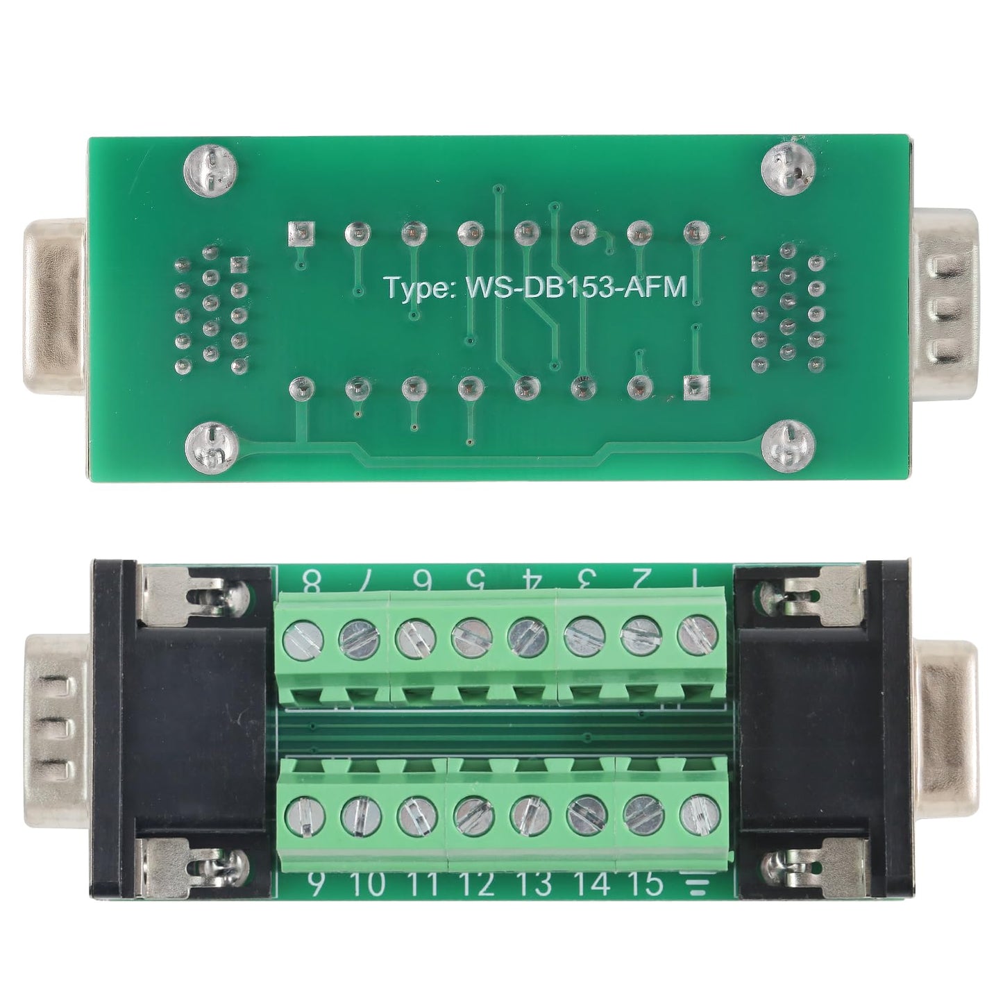 Jienk 1Pcs VGA HDB15 3 Row Male to Female Breakout Board, RS232 D-SUB Serial to 15pin Port Terminal Gender Changer Connector