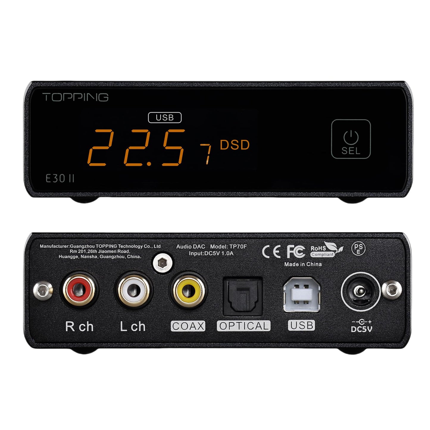 TOPPING E30 HiFi DAC - AK4493 Chips, 32Bit/768kHz Hi-Res Audio, Ultra-Low Noise Power Supply, PCM & DSD Decoding, XMOS XU208 Decoder
