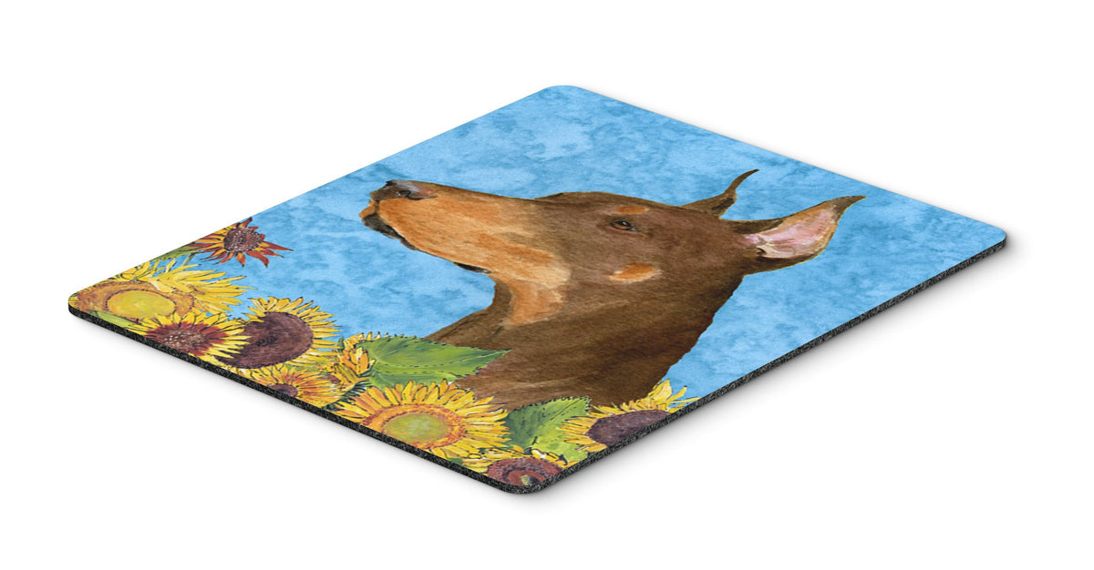 Caroline's Treasures SS4237MP "Doberman in Summer Flowers Mouse Pad, Hot Pad or Trivet" for Home Office Gaming Working Computers Laptop Mouse