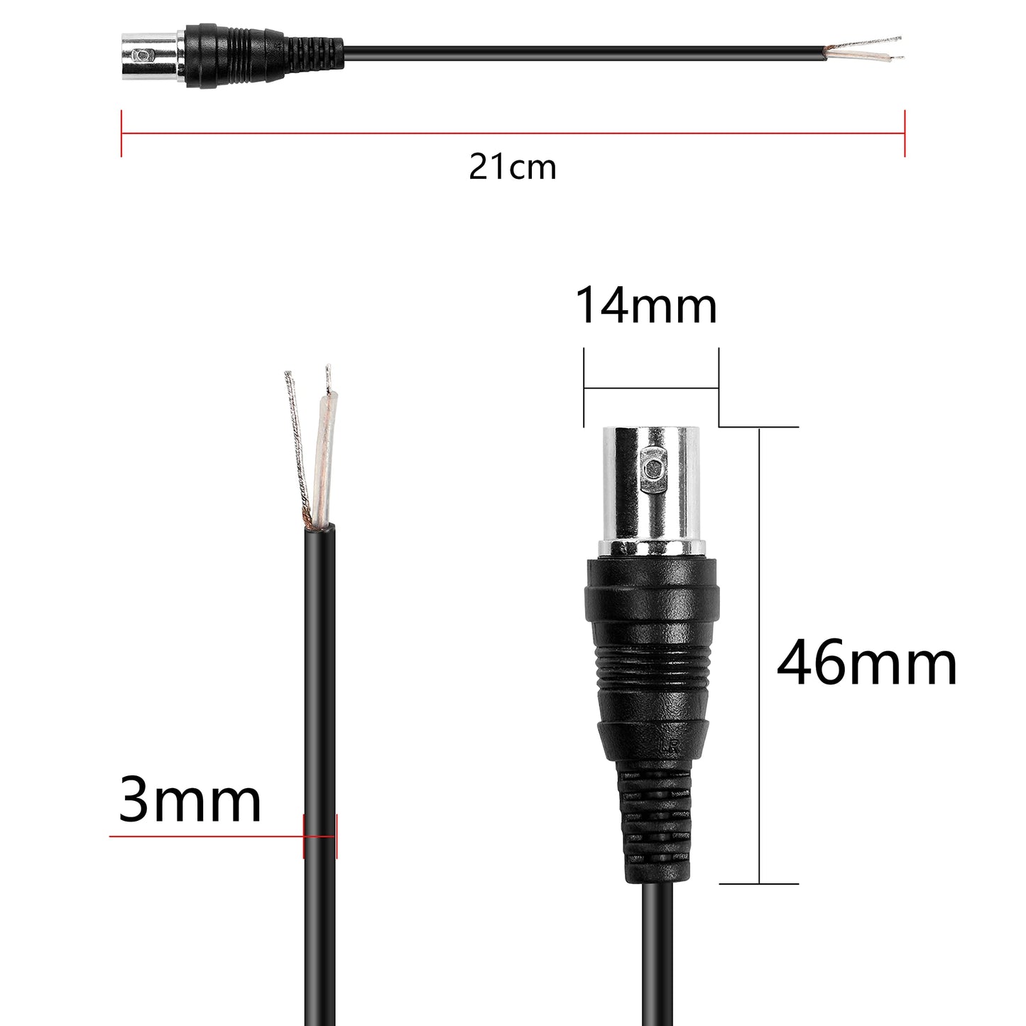 MEIRIYFA BNC Pigtail Cable Bare Wire, Female Coaxial Connector Extension Plug with Open End Wire for CCTV Camera Terminal Adapter (5pcs)