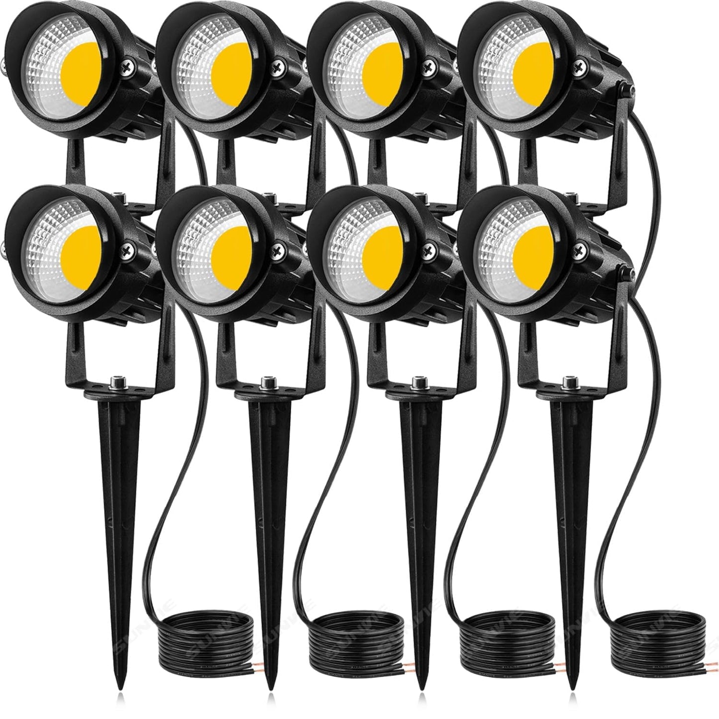 SUNVIE 12W LED Landscape Lights Low Voltage (AC/DC 12V) Waterproof Garden Pathway Lights Super Warm White (3000K 900LM) Walls Trees Flags Outdoor