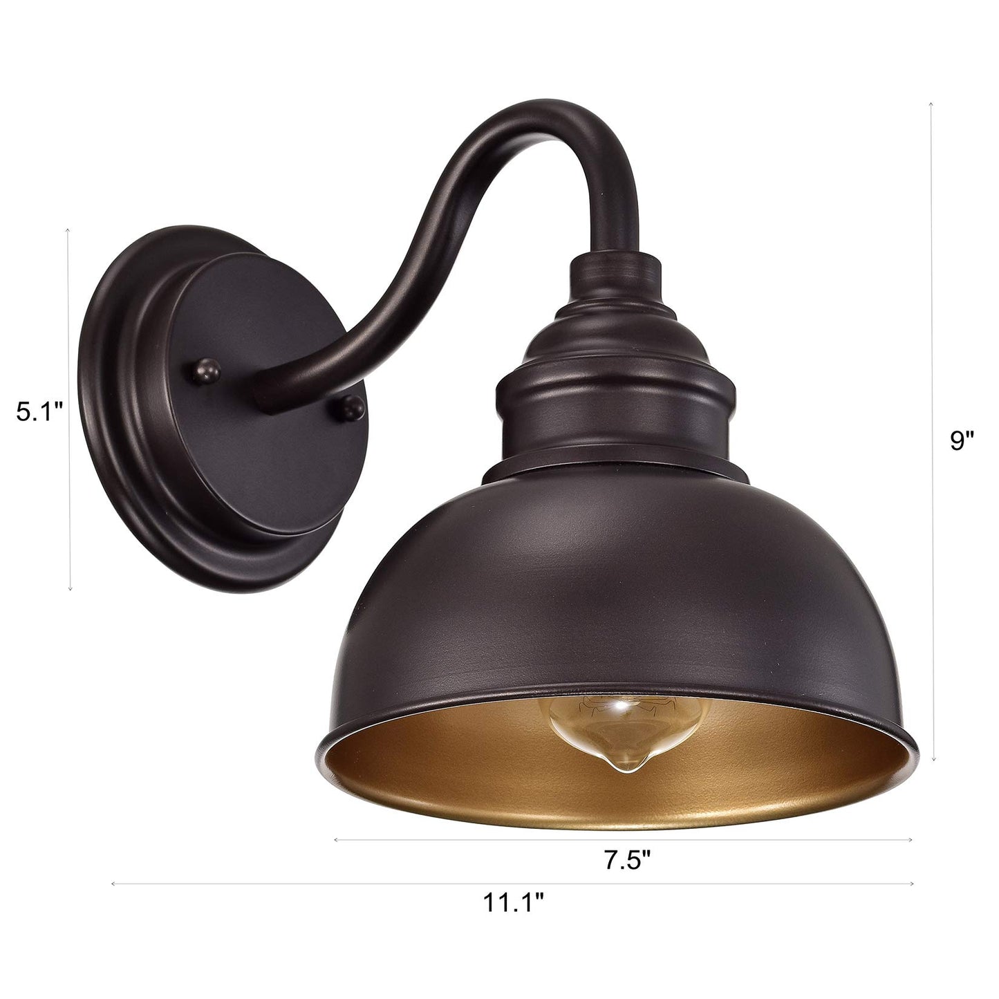 ACLand Farmhouse Vanity Wall Sconce, Industrial Gooseneck Barn Light Fixture, Oil Rubbed Bronze Wall Lamps for Bedroom, Bathroom, Hallway, Living