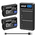 2-Pack EN-EL15 EL15a EL15b EL15c Replacement Battery(2550mAh) and USB Dual Charger Compatible with Nikon ZF Z6 Z7 Z8 D750 D850 D7000 D7100 D7200 D7500