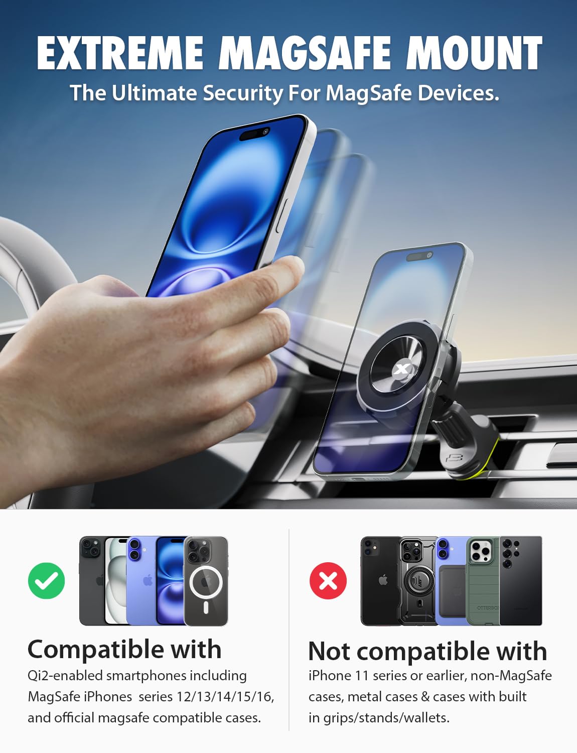 Bracketron Magnetic Car Mount for Cell Phone, MagAlign Max Car Vent Phone Mount?Strongest Magnetic+ Suction?, Vent Phone Mount for Car for iPhone 17