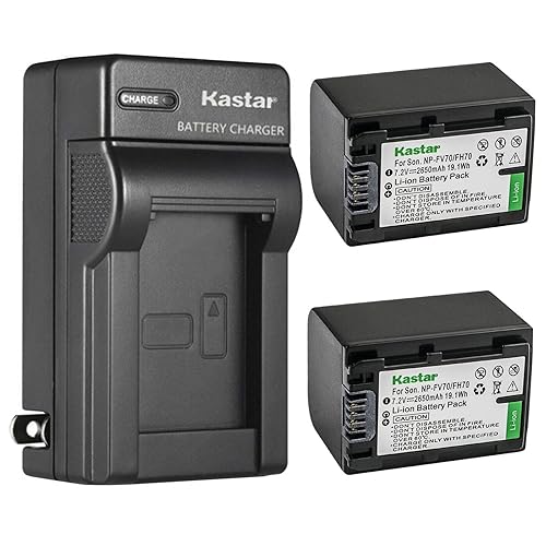 Kastar 2-Pack Battery and AC Wall Charger Replacement for Sony NP-FH30 NP-FH40 NP-FH50 NP-FH60 NP-FH70 NP-FH90 NP-FH100 Battery, Sony AC-VQH10 BC-TRV