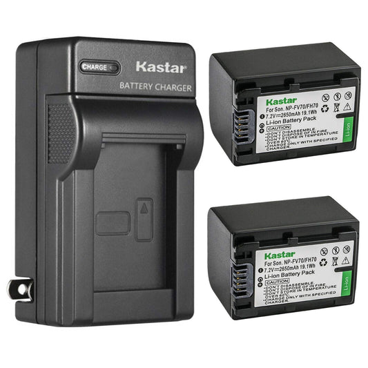 Kastar 2-Pack Battery and AC Wall Charger Replacement for Sony HDR-CX130, HDR-CX150, HDR-CX155, HDR-CX160, HDR-CX180, HDR-CX190, HDR-CX200, HDR-CX210