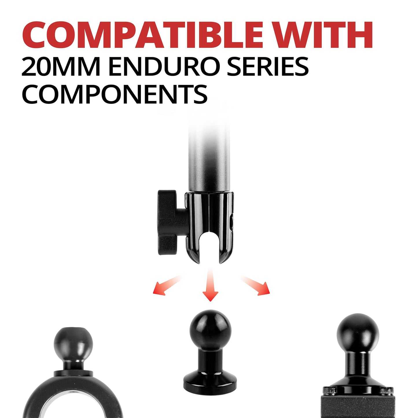 Tackform 11" Aluminum Arm with Dual articulating 20mm Ball Sockets. Thumbscrews for Quick Adjustment Enduro Series