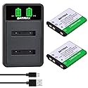 Batmax 2Pcs EN-EL10 NP-45 Li-40B Battery + Quick LED Dual Charger for Fujifilm NP 45 Nikon EN EL10 Olympus LI-42B LI-40B, Kodak KLIC-7006, Casio