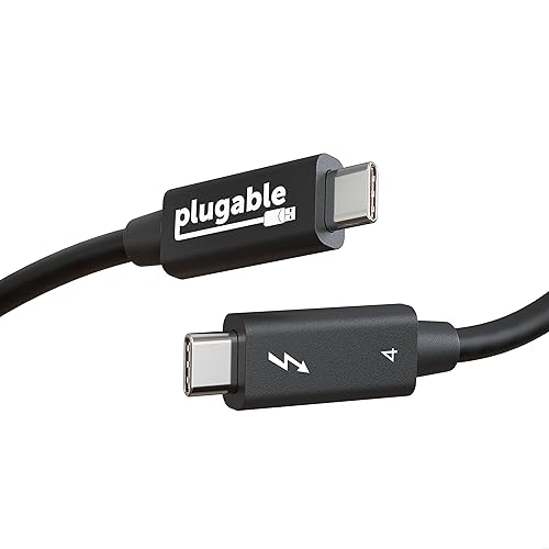 Plugable Thunderbolt 4 Cable [Thunderbolt Certified] - 3.3ft USB4 Cable with 100W Charging, Single 8K or Dual 4K Displays, 40Gbps Data Transfer |