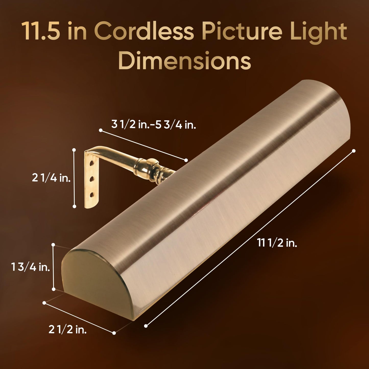 Concept Lighting 102L Cordless Remote Control LED Picture Light- 11 1/2 inch Antique Brass With Silver Undertones