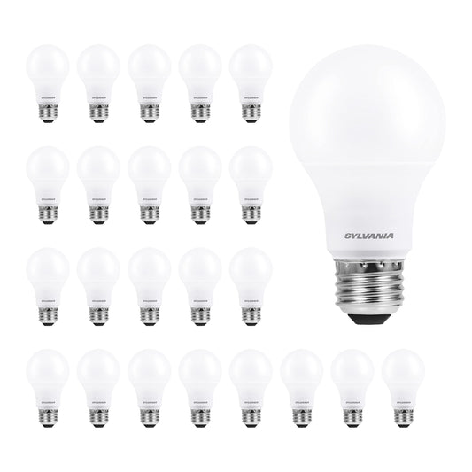 Sylvania ECO LED A19 Light Bulb, 60W Equivalent Efficient 9W, 7 Year, 750 Lumens, Medium Base, Frosted, 2700K, Soft White - 24 Pack (40986)