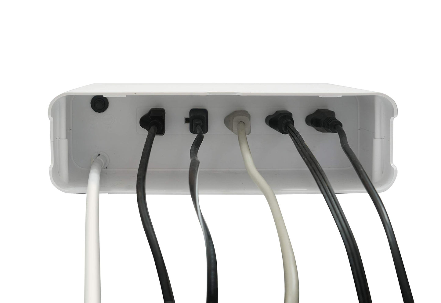 Kantek Cable Management Power HUB and Stand with USB Charging Ports, 5 OUTLETS, 3 USB, 6.5 FT Cord, White