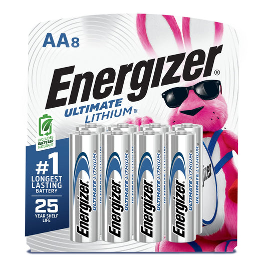 Energizer Ultimate Lithium AA Batteries (8 Pack), 1.5V Lithium Double A Batteries