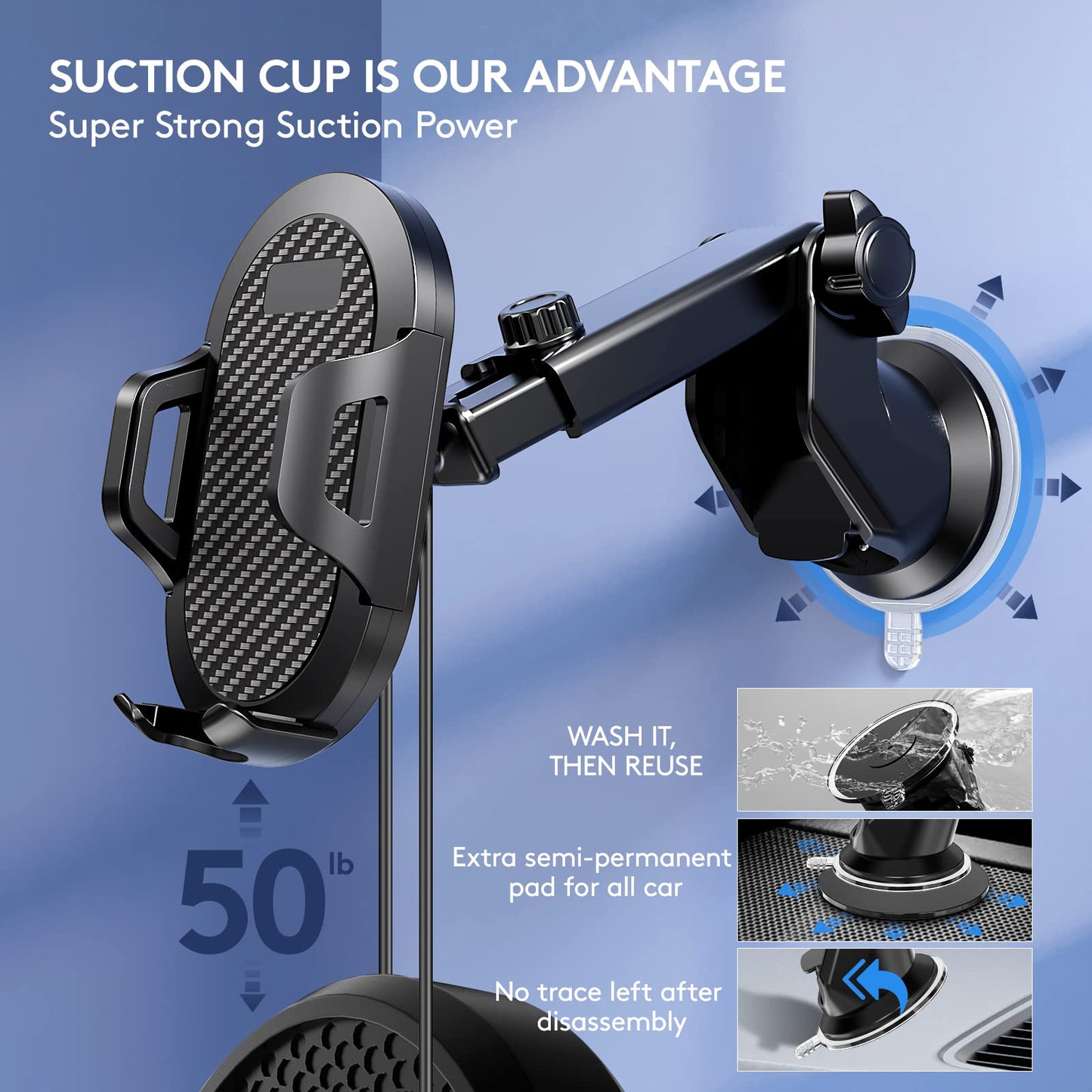 Madeggs Car Phone Holder Mount, [Strong Suction Cup] [Military Grade Durable] for Windshield and Dashboard, Adjustable Long Arm Compatible with iPhone