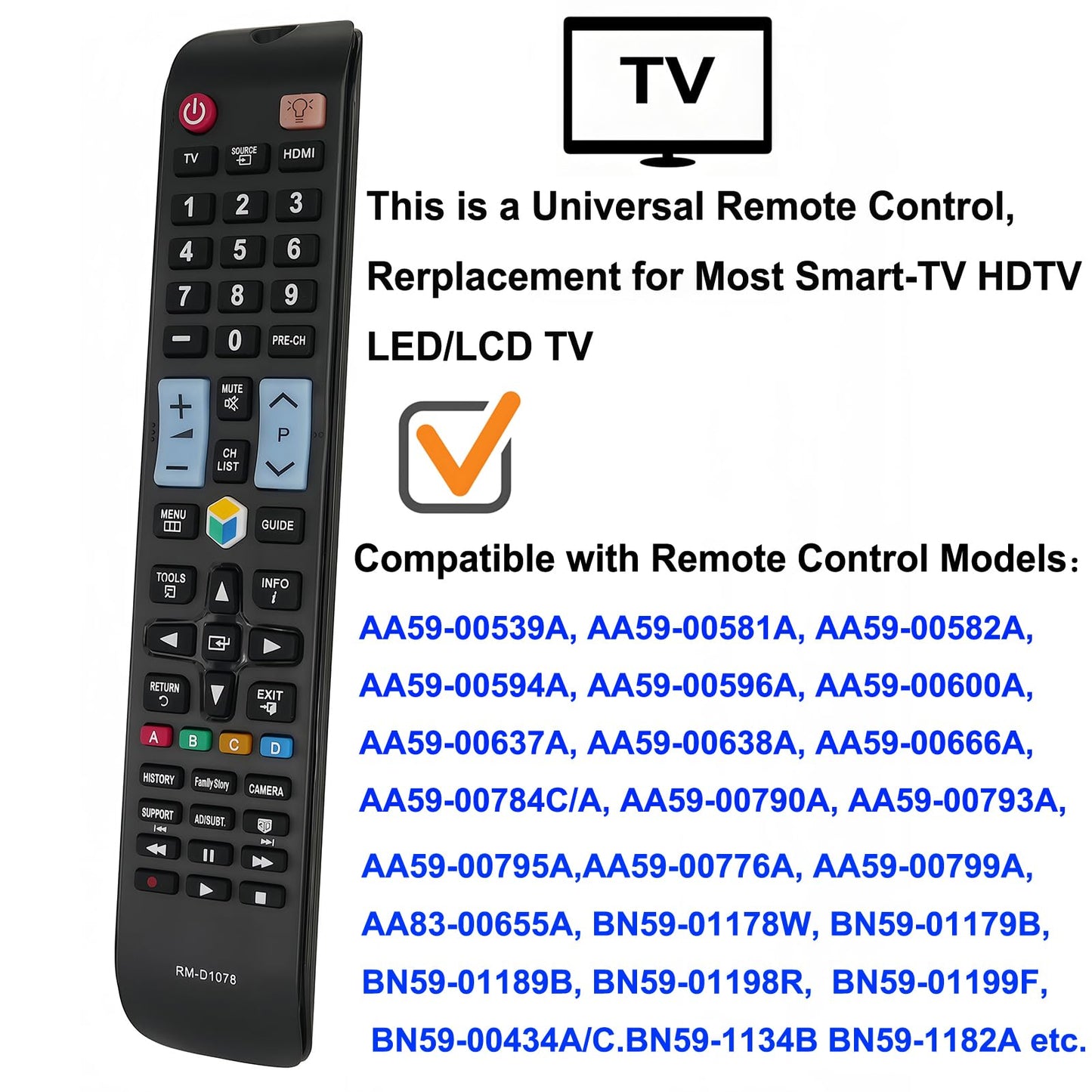 Universal Remote Control RM-D1078+ for Samsung Smart-TV HDTV LED/LCD TV
