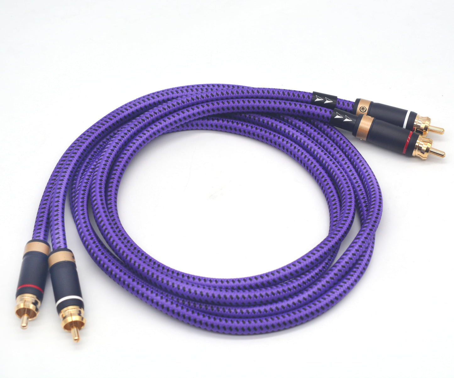 Veimeitk 2 RCA to 2 RCA Audio Cable Heavy Duty 24K Gold-Plated Pure Copper Shell Oxygen-Free Copper for Home Theater HDTV Amplifiers Hi-Fi Systems