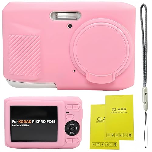 SZHSYJY Case for Kodak PIXPRO FZ45, FZ45 Accessories: Soft Silicone Protective Case with Removable Lens Cover, Includes 2 Screen Protectors and 1