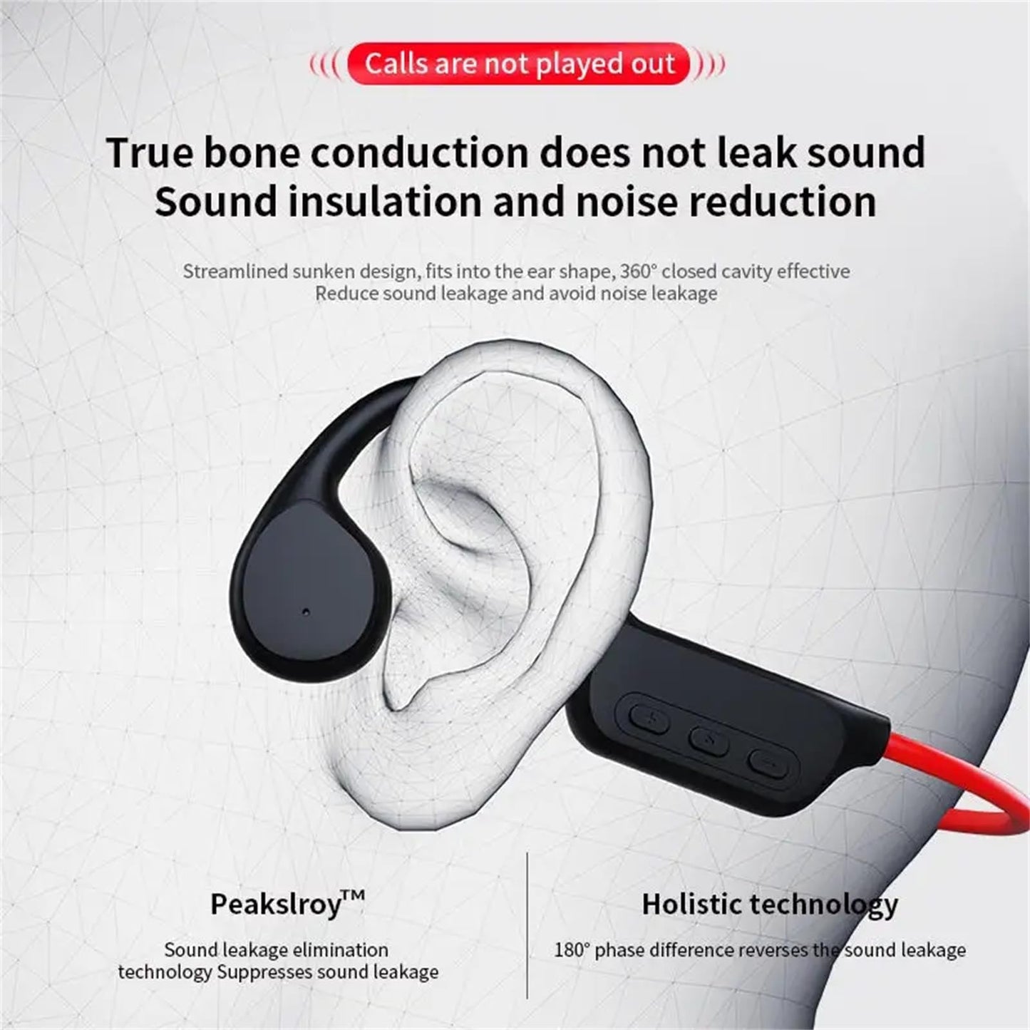 GZCRDZ IPX8 Waterproof Bone Conduction Headphones X7s Bluetooth 32GB MP3 Swim Sports Wireless Earphone with Mic HiFi Bass Music Stereo (Red)