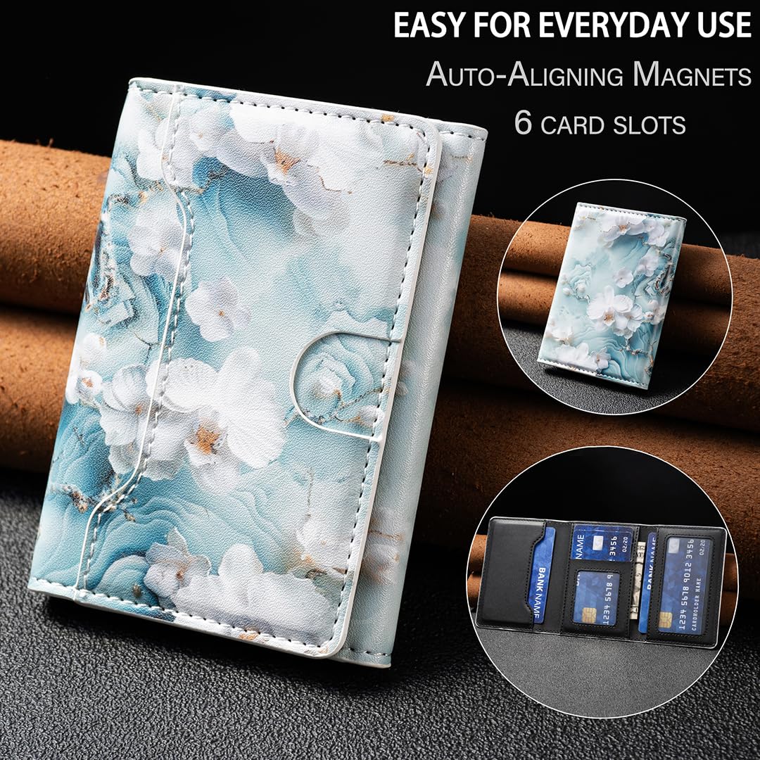 LaiYHe Magnetic Wallet, 6 Card Slots Holder, Flip PU Leather, Slim Minimalist Phone, Compatible with MagSafe Phones and Cases, for iPhone