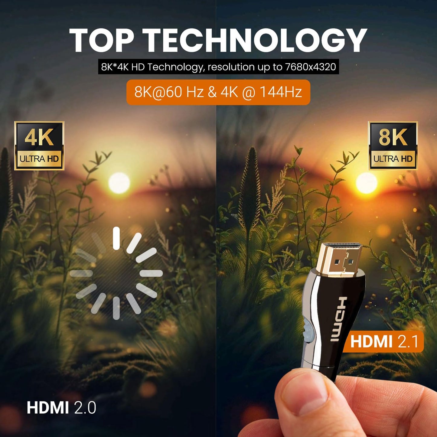 Certified HDMI Cable 6FT (HDMI 2.1 10K 8K) Ultra High Speed HDMI HDR 48Gbps eARC VRR Dolby Atmos Vision for PS5 Xbox Series X RTX 4090 Apple TV 4K