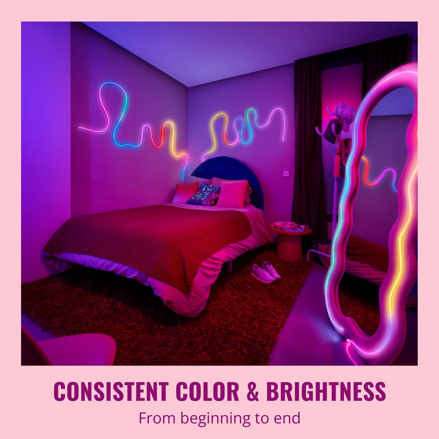 WiZ Connected Neon Smart Flex Strip - 16.4 ft (Two 8.2ft Strips), 16 Million Colors + Shades of White, Dynamic Light Scenes, Connects to Your Wi-Fi