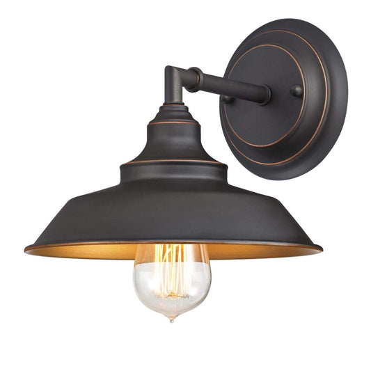Westinghouse 6344800 One-Light Indoor Finish with Highlights Iron Hill Wall Fixture, 1 Sconce, Oil Rubbed Bronze/Bronze,Black