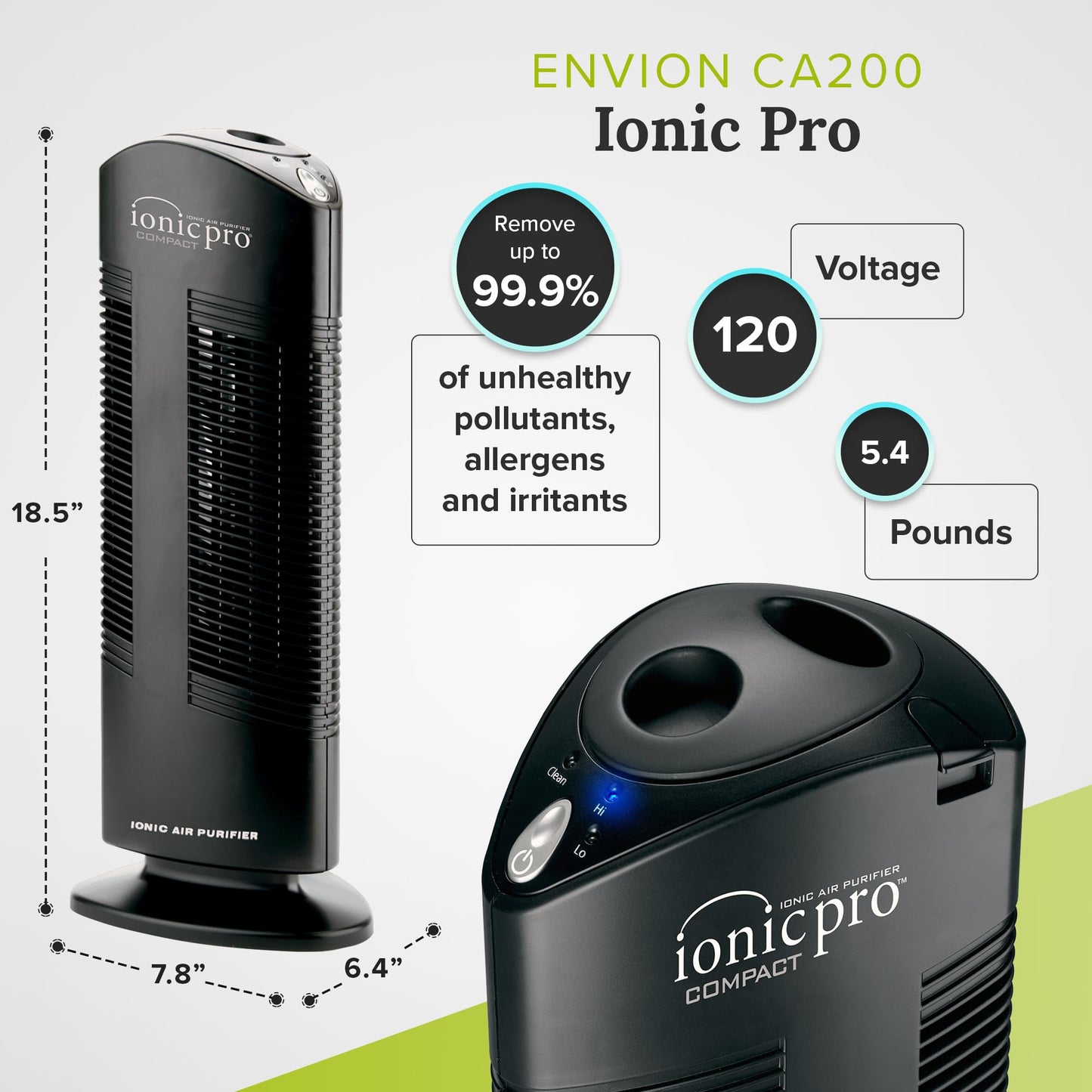 Ionic Pro Compact Filterless Air Purifier for Home, Cleans Up to 300 sq.ft