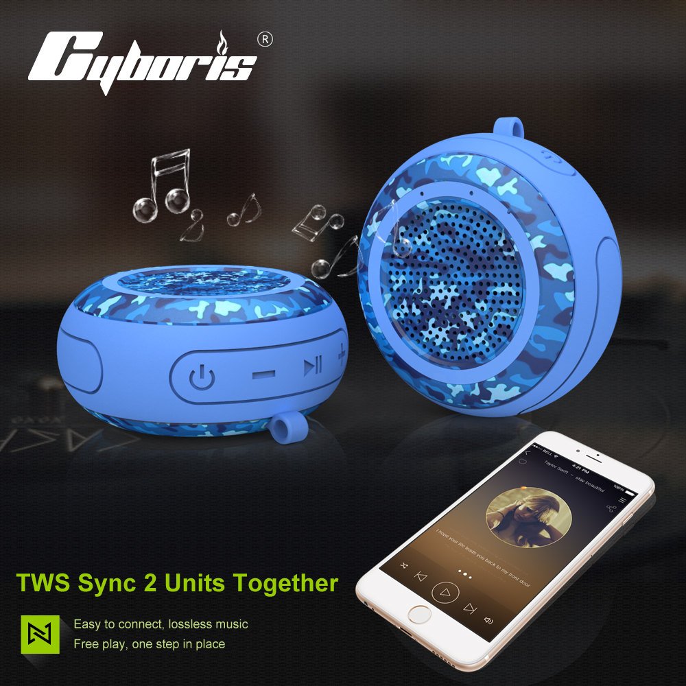 CYBORIS Small Portable Bluetooth Speaker, Portable Shower Speakers IPX7 Waterproof Wireless Floating Pool Mini Outdoor Speakers Handsfree