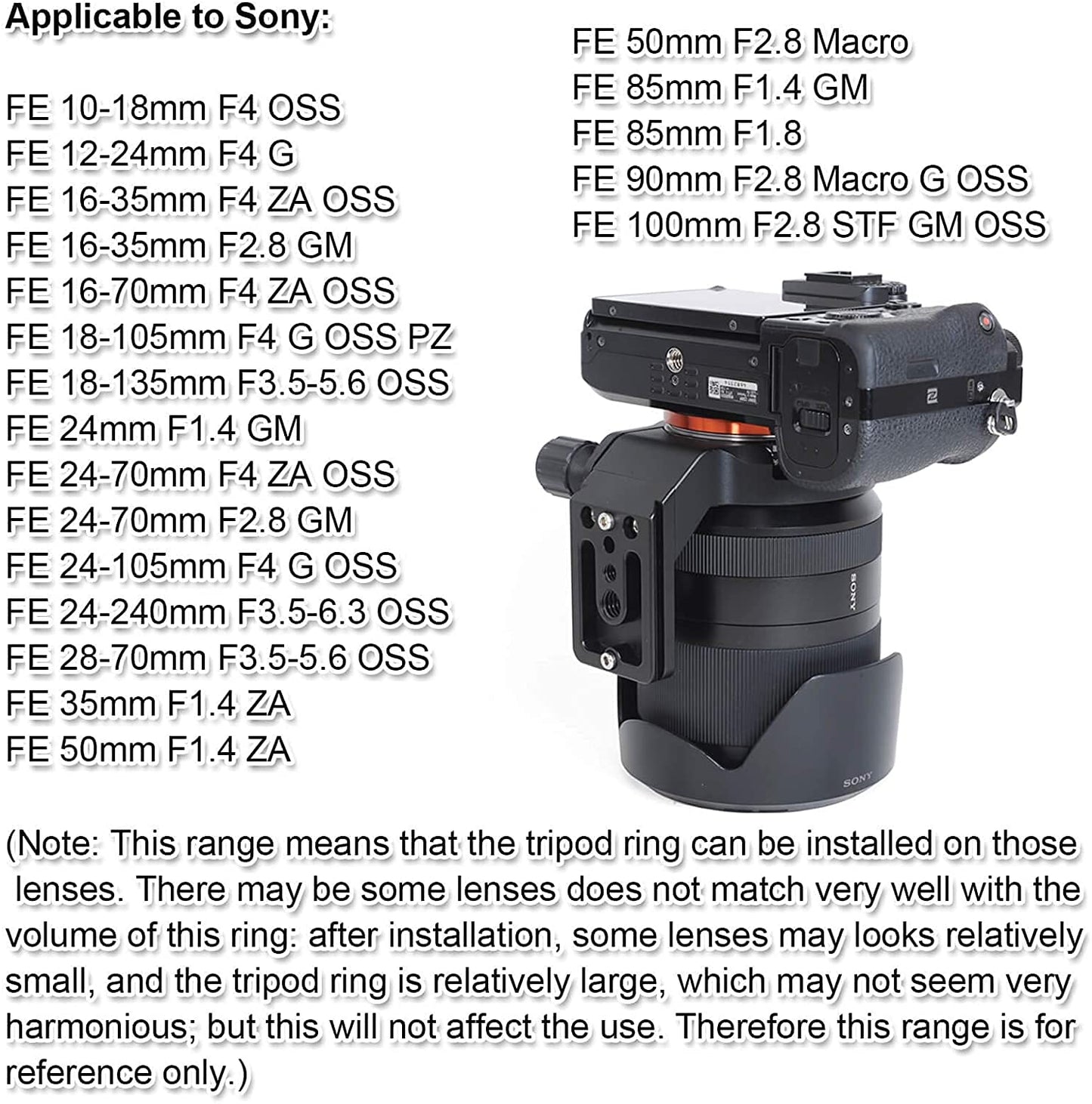 iShoot Lens Collar Tripod Mount Ring Support Bracket Holder for Sony FE 24-240mm f/3.5-6.3 OSS, 24-105mm f/4 G OSS, 16-35mm f/2.8 GM, 24-70mm f/2.8
