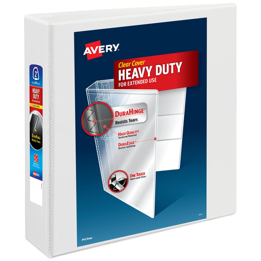 Avery Heavy-Duty View 3 Ring Binder, 2" One Touch EZD Rings, 540-Sheet Capacity, 2.8 Inch Wide Spine, Great for Home, School Supplies, Office, or
