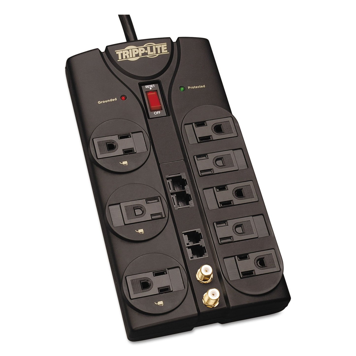 Tripp Lite TLP810NET Protect It! 8-Outlet Surge Protector (3,240 Joules; 10ft Cord; Modem/coaxial/Ethernet Protection)