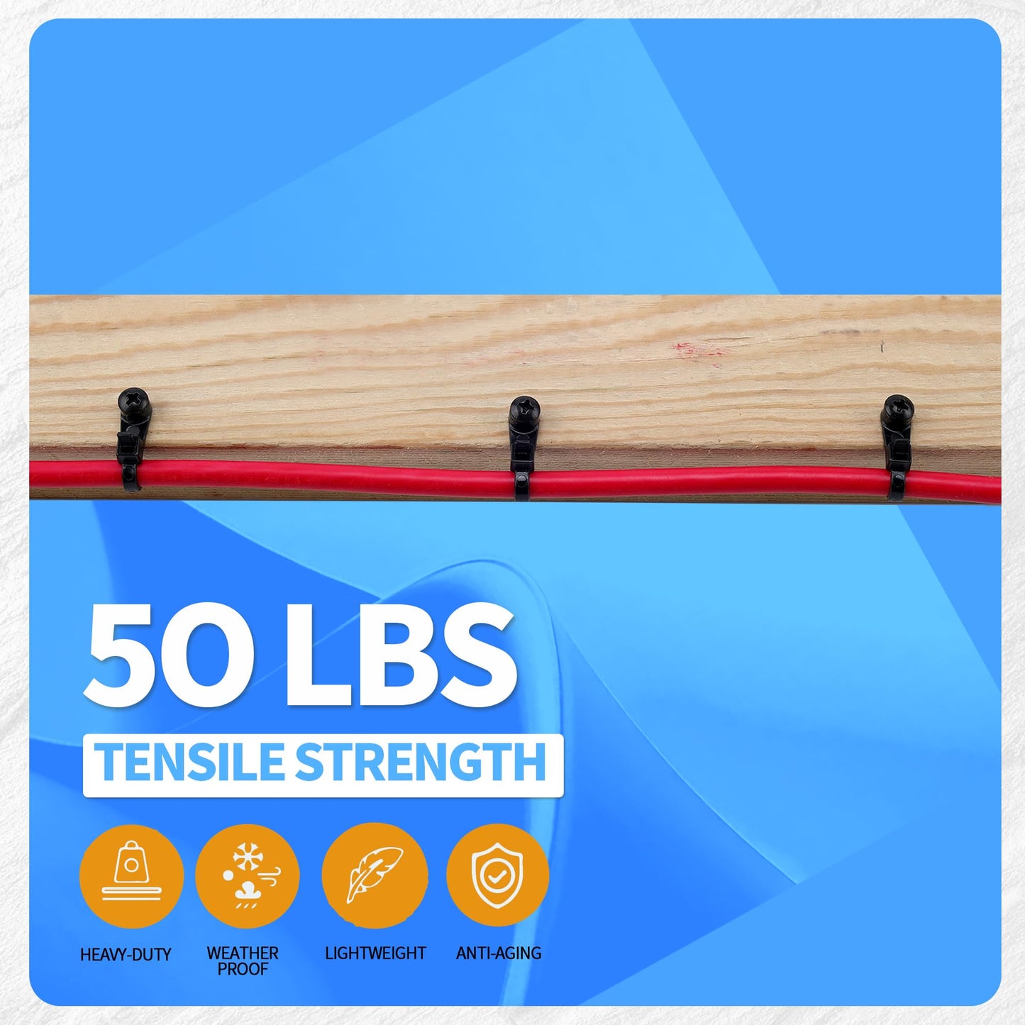 VIGOTIES 200 PCS 8" Mountable Cable Zip Ties with 200 Screws - 50lbs Heavy Duty Nylon Zip Ties with Screw Hole for Electrical, HVAC, Workshop, Indoor