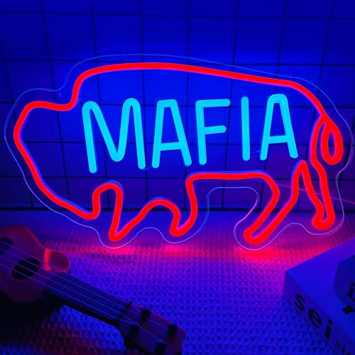 Football Team Neon Sign, Cool Dimmable Light Up Football Mafia Neon Merch USB Light Up Sign Bedroom Man Cave Game Room Home Bar Party Shop Decor
