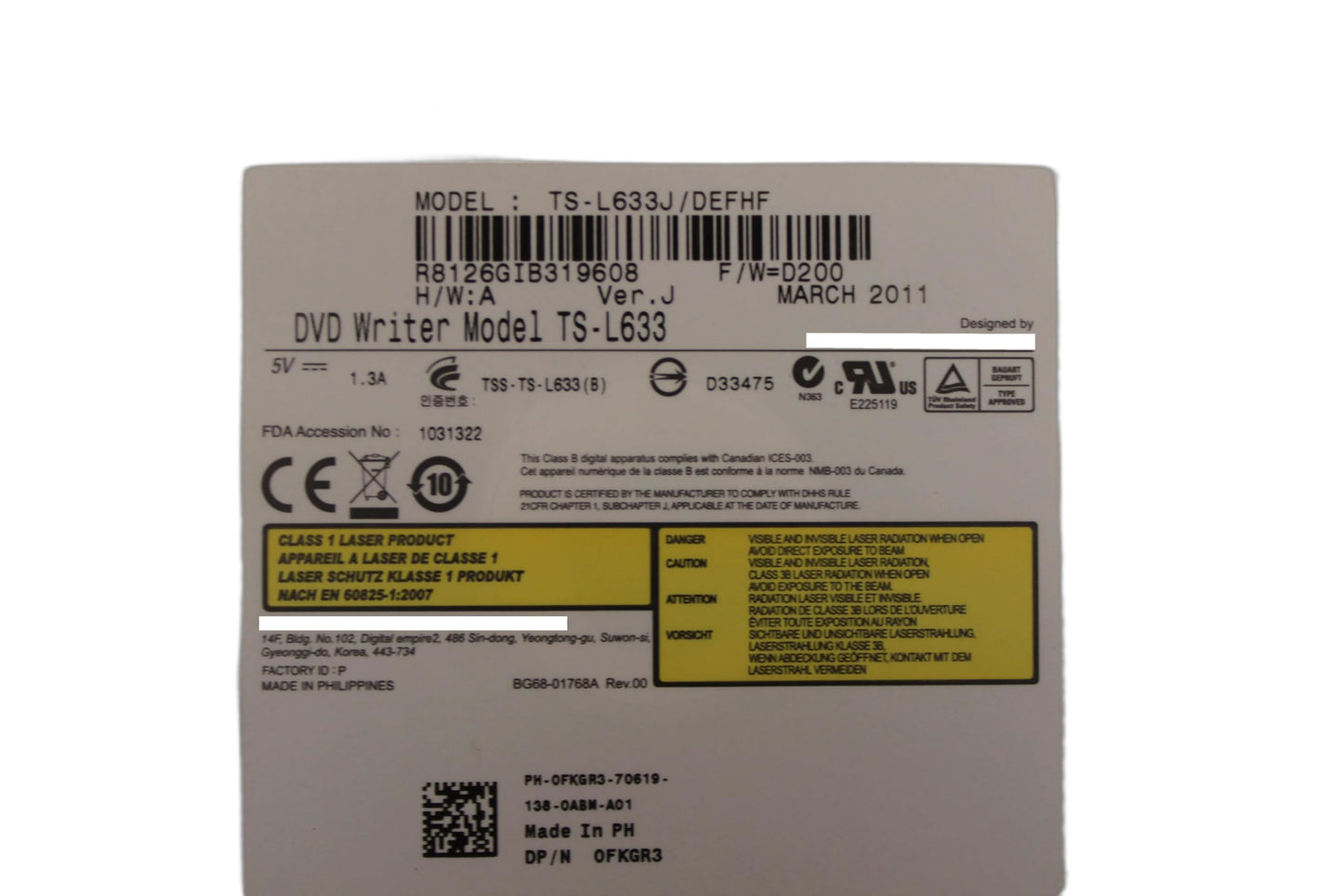 Sata Cd Dvd-rw Dvd-ram Optical Drive Writer Burner Repalcement for Ts-l633c Ts-l633j Ts-l633l Slim Internal Optical Drive 12.7mm Cd DVD Writer DVD