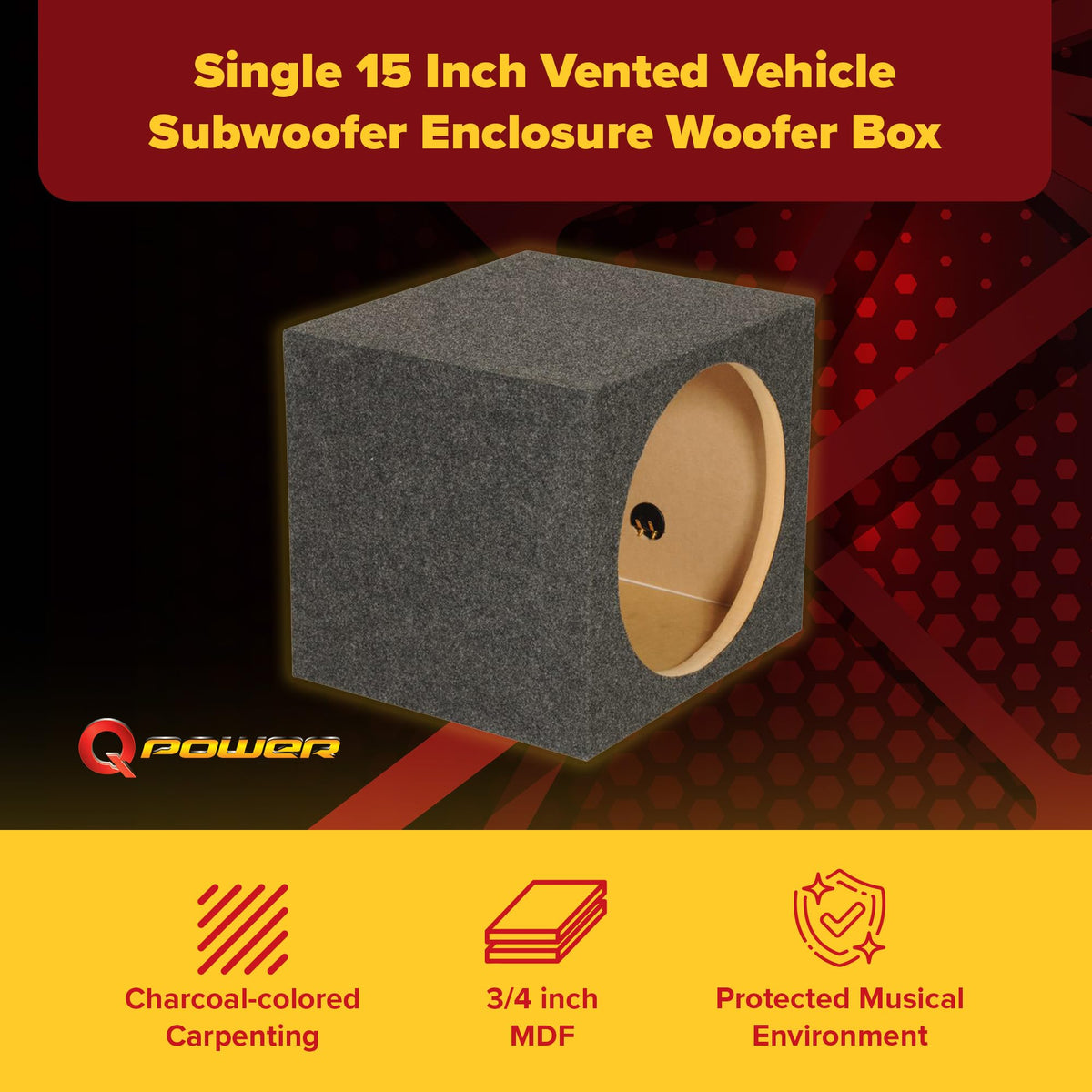 Q Power HD112 12" Single Sealed Heavy-Duty Car Audio Subwoofer Enclosure