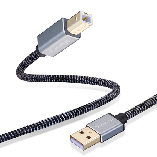 Nanxudyj Printer Cable 3FT, USB Printer Nylon Braid Cord 2.0 Type A Male to B Male Cables Scanner Cord High Speed Compatible with HP, Canon, Dell