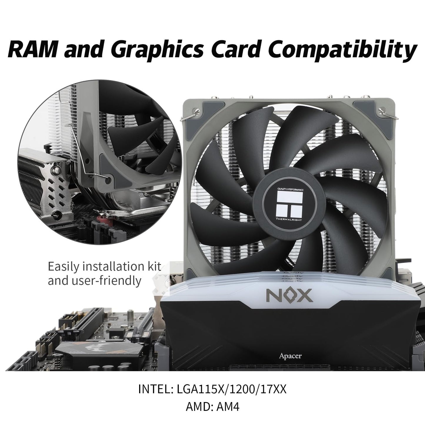 Thermalrlght Assassin King 120 SE CPU Air Cooler, AK120 SE, 5 Heatpipes, AGHP Technology TL-C12C PWM Quiet Fan CPU Cooler with S-FDB Bearing, for AMD