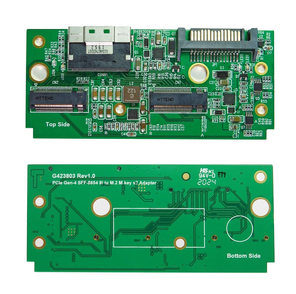 SlimSAS 8i to M.2 Dual Ports Adapter for Broadcom MegaRAID & HBA Tri-Mode & NVMe Switch - High-Speed M.2 Converter for Dual NVMe SSDs