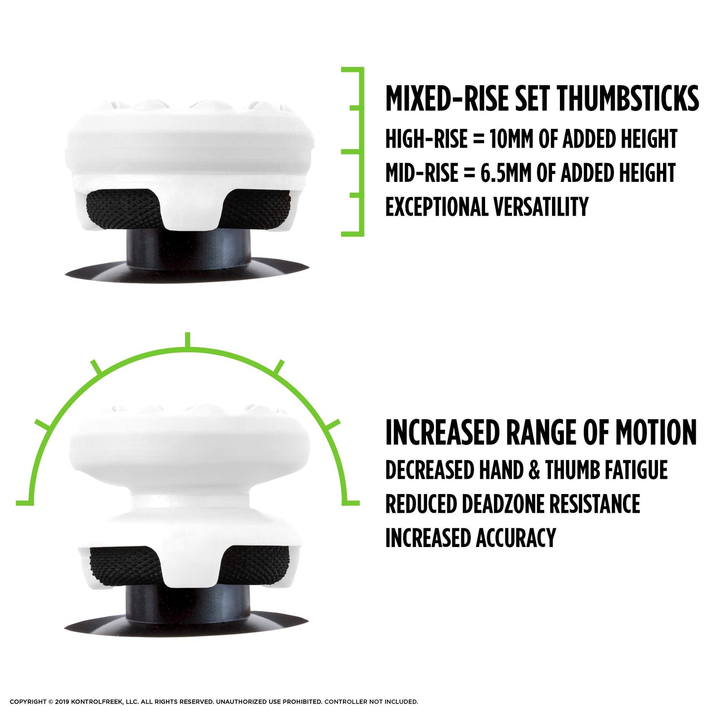 KontrolFreek FPS Freek Galaxy White for PlayStation 4 (PS4) and PlayStation 5 (PS5) | Performance Thumbsticks | 1 High-Rise, 1 Mid-Rise | White