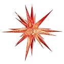 Novelty Lights 24 inch LED Moravian Star in Red Metallic, Lighted Indoor/Outdoor Hanging Display, Weather Resistant Holiday Décor, 4 Replaceable E12