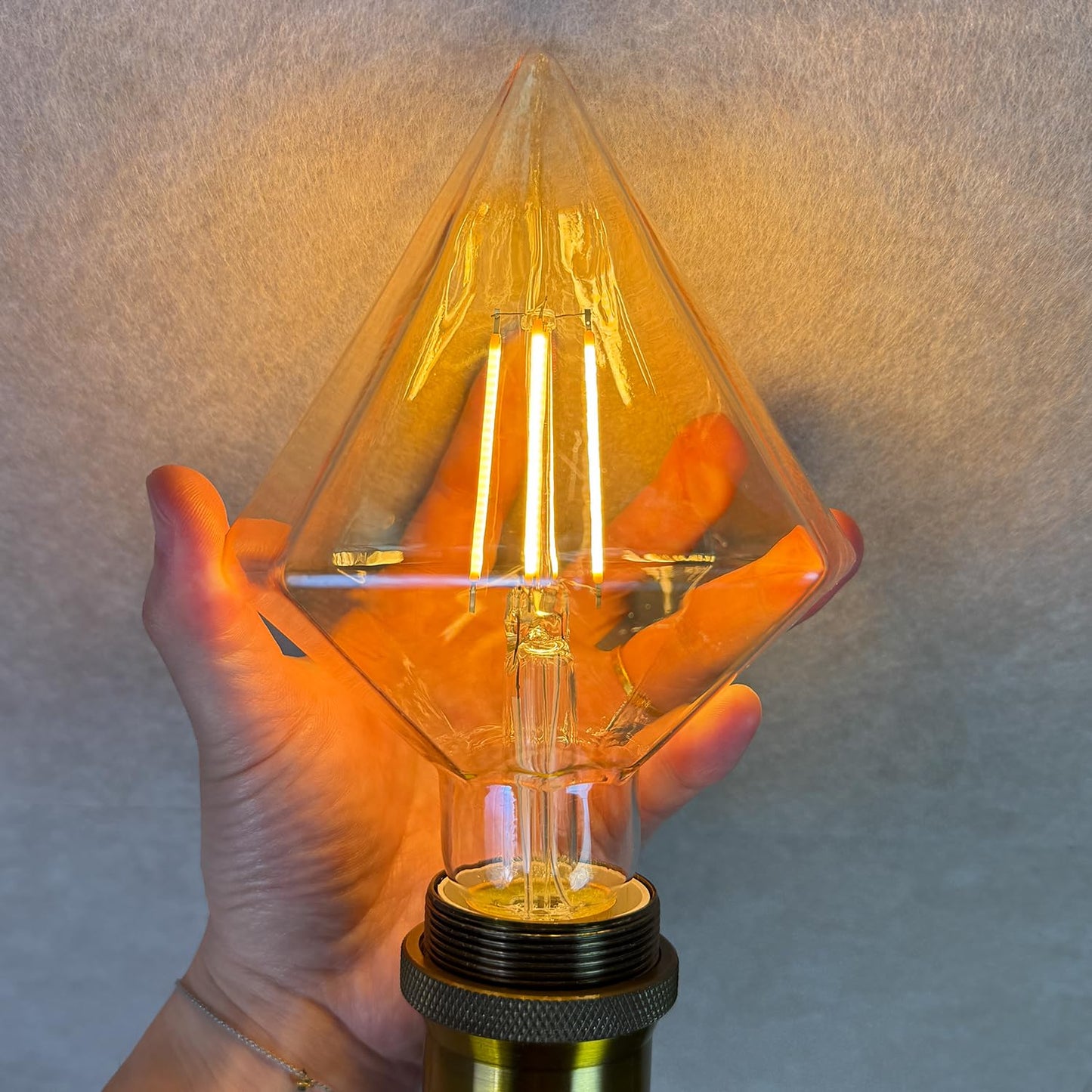 BollyLite Vintage LED Edison Bulb, 110mm Amber Glass Cone Shape, 4W (40W Incandescent Equivalent), 110-130V, E26 Base, 2500K Warm Yellow Light, 400LM