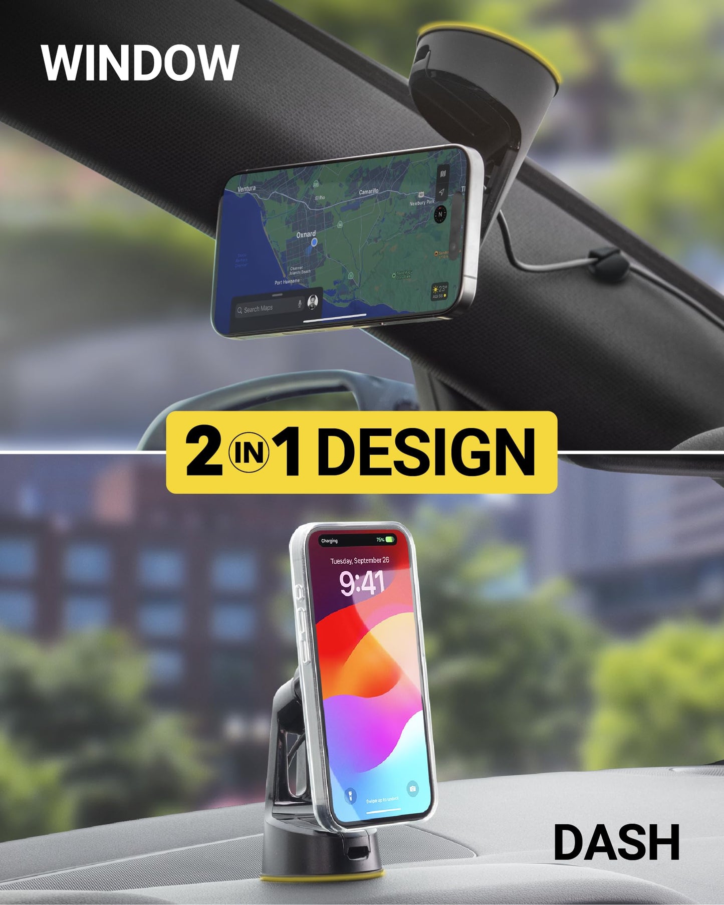 Scosche MagicMount Charge Pro Qi2 Fast Wireless Charging MagSafe Car Mount Charger, 15W Magnetic Cell Phone Holder for Car Dashboard/Windshield