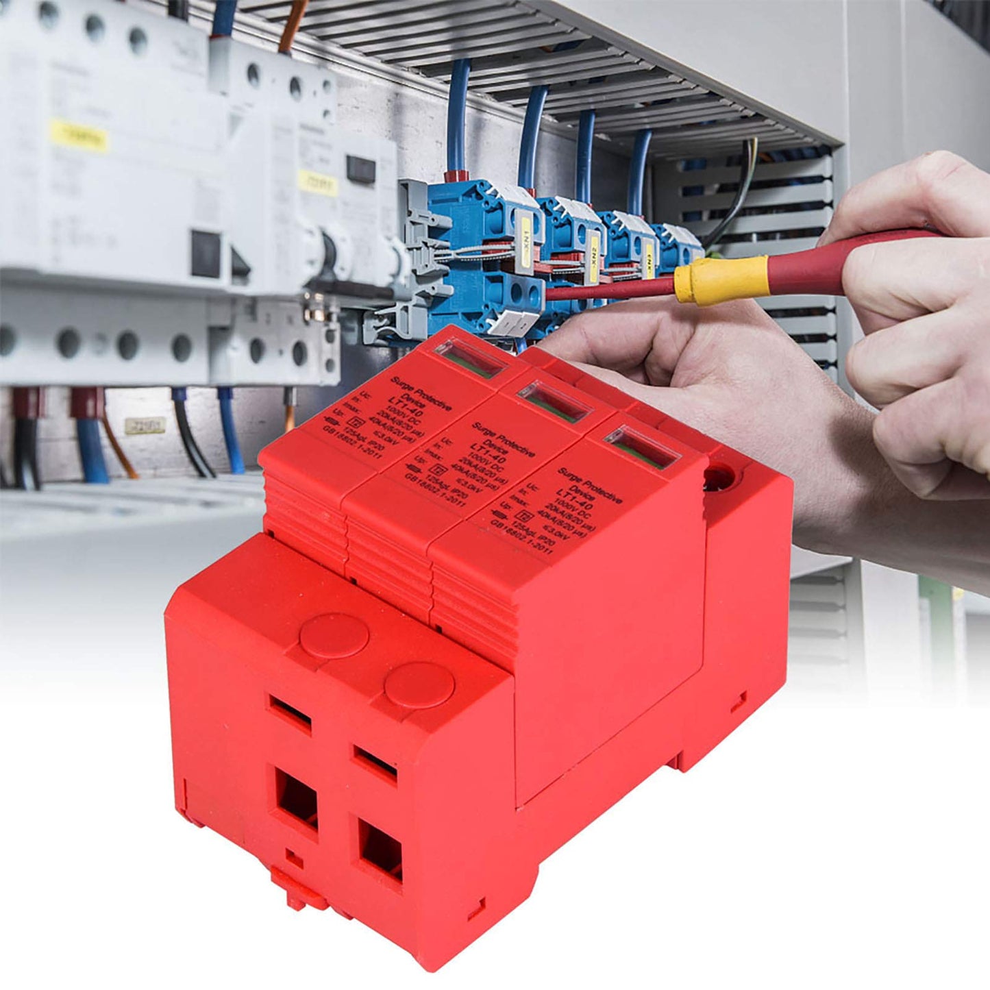 YWBL-WH DC Power Protector, 3P 3.0KV House Protective Arrester Device for (3p40ka)