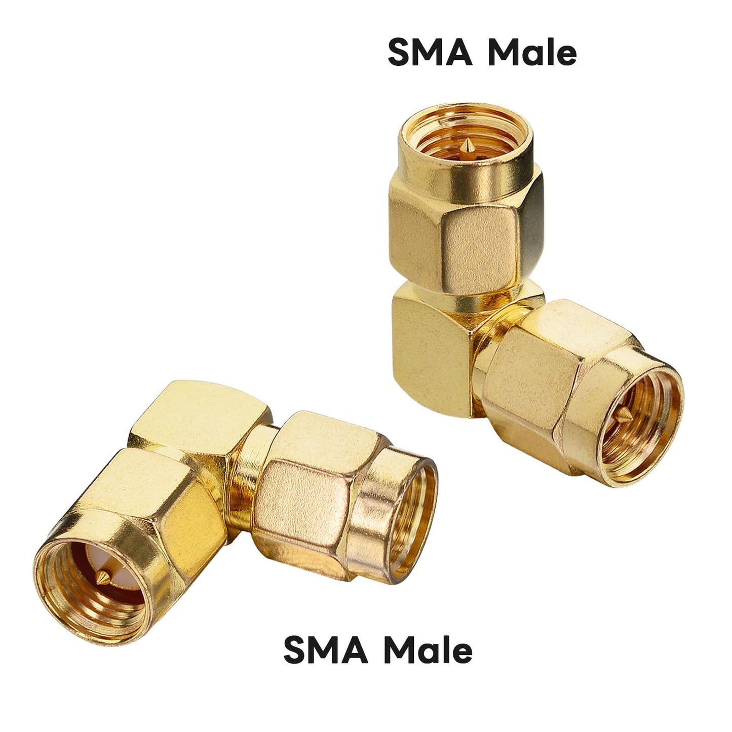 Boobrie SMA Coax Adapter SMA 90 Degree Connector SMA Male to SMA Male Right Angle Adapter Gold-Plated SMA Cable Adapter SMA Male Plug (Pin) Connector