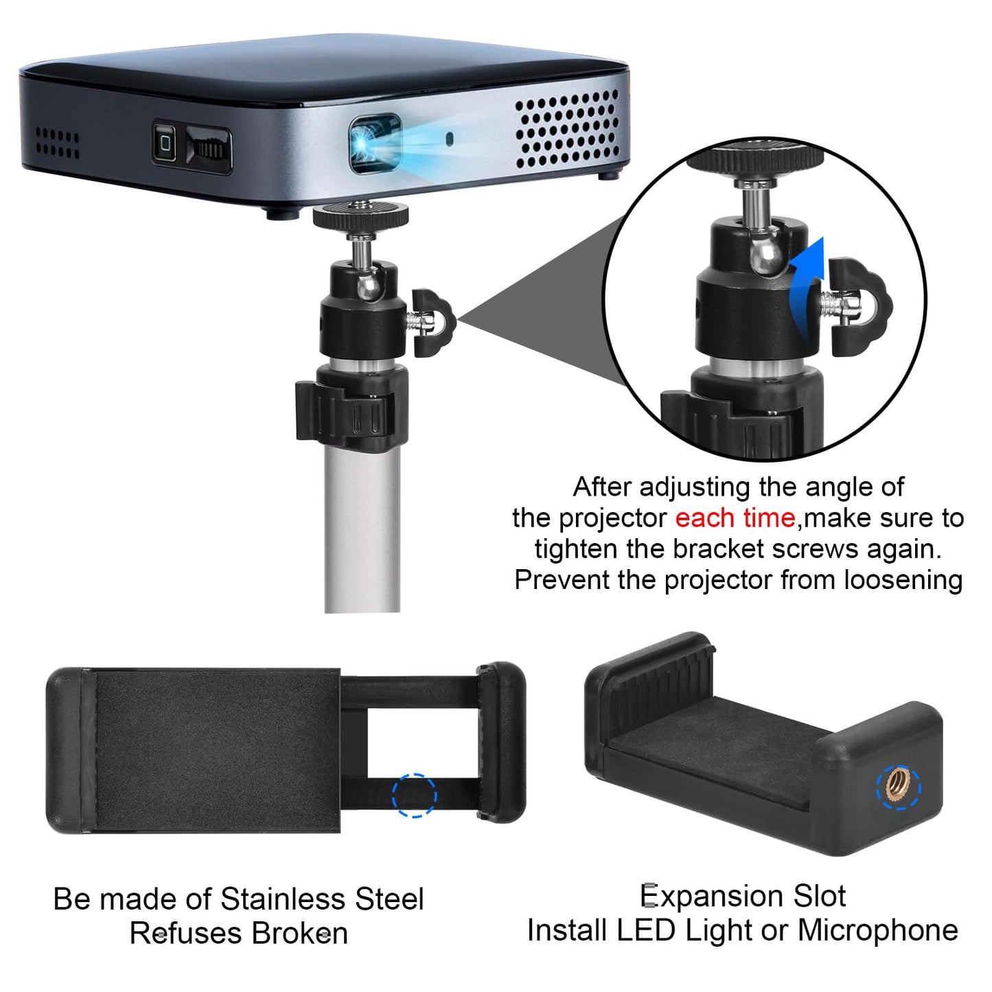 YIFMEIG Overhead Tripod for Mini Projector - Phone Holder,Camera Stand,Webcam,Stronger Support with Clip for Cookie Decorating,eaching Online Live
