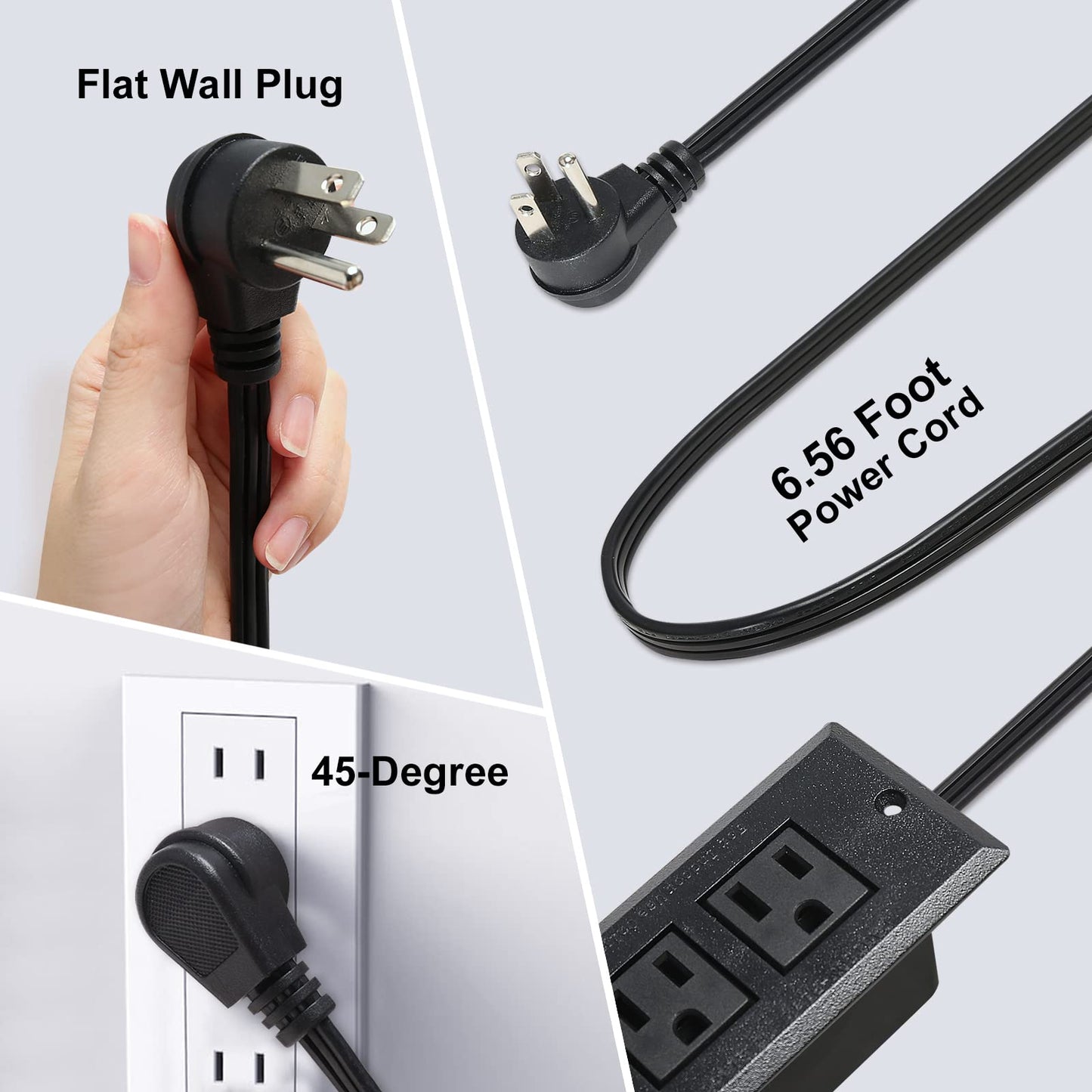 Desktop Recessed Power Strip with USB Flush Mount Power Socket 2 Outlets 3 USB Ports (15W/3A) Flat Plug Charge Station for Table Cabinet Sofa Counter