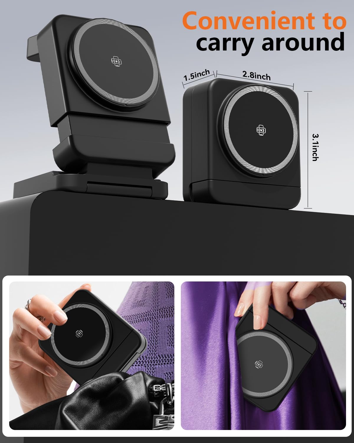 3-in-1 Foldable Wireless Charging Station, 15W Qi2 Magnetic Charger Stand for iPhone, Samsung, Apple Watch, Galaxy Watch, AirPods and Galaxy Buds